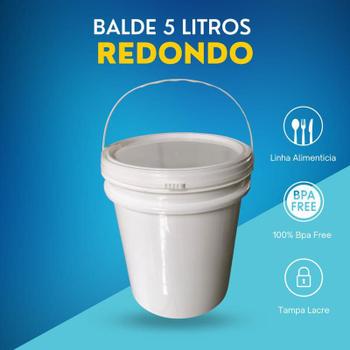 Imagem de Balde Plástico 5 Litros Alça Plástica Fermentador De Cerveja