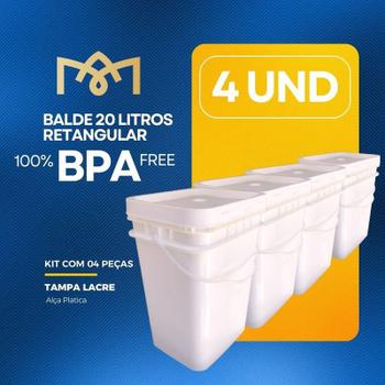 Imagem de Balde Retangular 20L Para Fer Queijo 4 Pçs