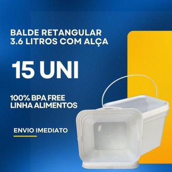 Imagem de Balde Retangular 3.6L Retangular Linha Agroquimica - 15 Pcs