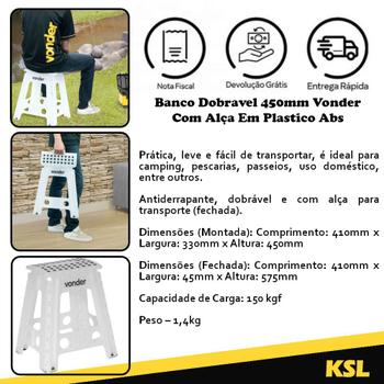 Imagem de Banco Dobravel 450mm Vonder Com Alça Em Plastico Abs