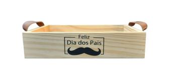 Imagem de Bandeja de Madeira com Alças de Couro com frases para o dia dos Pais