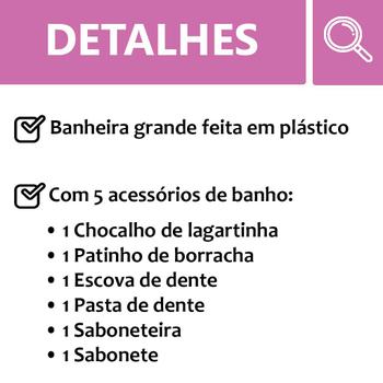 Imagem de Banheira de Brinquedo P/ Boneca Banho C/ 5 Aces. - Cotiplás