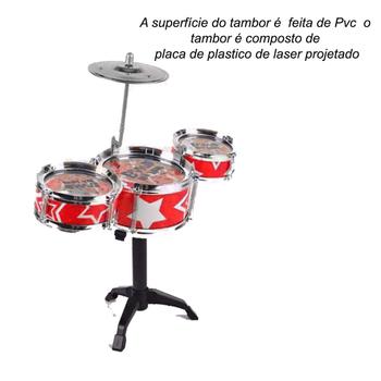 Imagem de Bateria Musical Infantil Com Baqueta Brinquedo Menino Menina