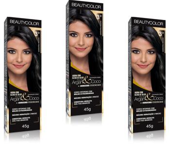 Imagem de Beauty Color Tintura 3.0 CASTANHO ESCURO 45gr (03 Unidades) Cores Normais