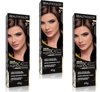 Imagem de Beauty Color Tintura 3.0 CASTANHO ESCURO 45gr (03 Unidades) Cores Normais