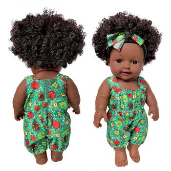 Imagem de Bebê Reborn Negra Morena Boneca Realista Pode Dar Banho Cabelo Cacheado Crespo Vinil ou Silicone Com Kit