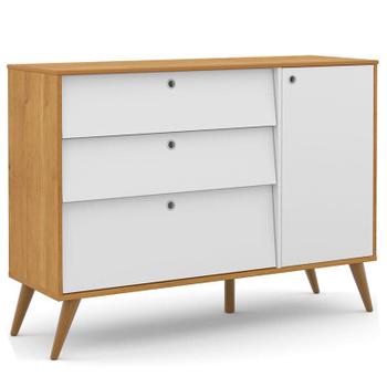 Imagem de Berço Americano com Colchão e Cômoda Infantil Retro Gold Freijó Branco Eco Wood  Matic