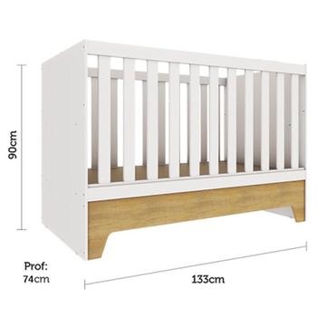 Imagem de Berço Americano Mini Cama com Guarda Roupa Infantil Malu Branco Acetinado Bétula com Colchão Ortobom  Carolina