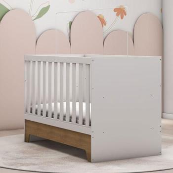 Imagem de Berço Americano Mini Cama com Guarda Roupa Infantil Malu Branco Acetinado Bétula com Colchão Ortobom  Carolina