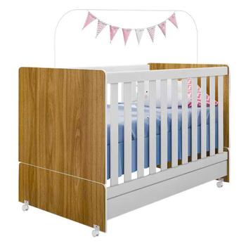 Imagem de Berço Mini Cama Com Rodízios Encanto Certificado pelo Inmetro Nature/Branco - PN Baby