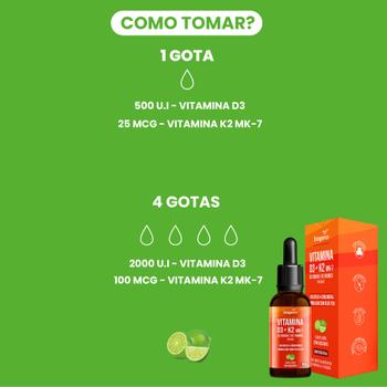 Imagem de Biogens kit 2x vitamina d3 2000ui + k2 mk7 100mcg limão 20ml