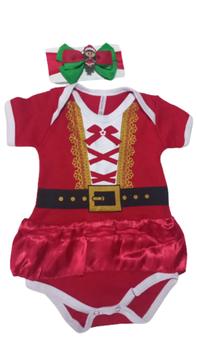 Imagem de Body Natal vestido Bebe  com laço cabeça