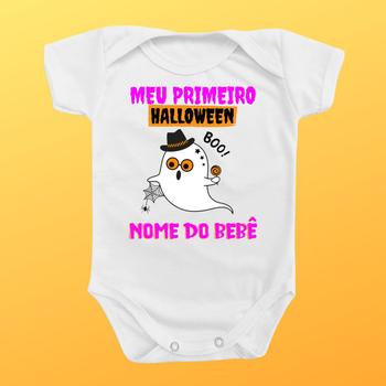 Imagem de Body Roupa Bebê Personalizado Com Nome Festa Halloween Rosa