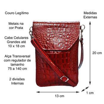 Imagem de Bolsa Feminina Pequena Porta Celular Transversal Consumidor Couro Legítimo Madamix