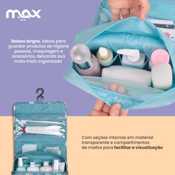 Imagem de Bolsa Necessaire Dobrável Com Ganho Pendurar Feminina Resistente Viagem Cabide Higiene Com Alça Maquiagem e Cosmético