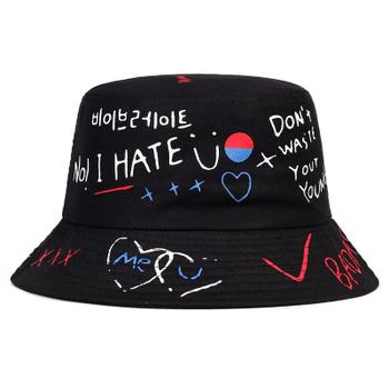 Imagem de Boné Chapéu Bucket Hat Badass Grafitado Preto Pronta Entrega