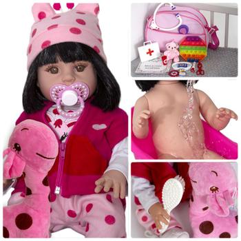 Imagem de Boneca Reborn Bebe Reborn Menina 100% Silicone + Girafinha