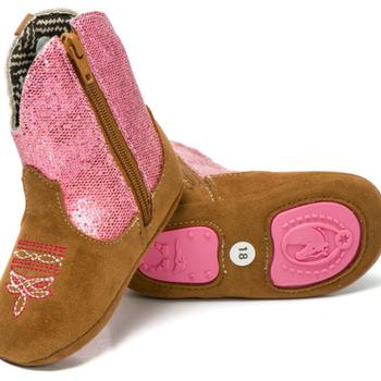 Imagem de Bota Texana Feminina Baby Rosa Cano Alto  Zíper Lateral