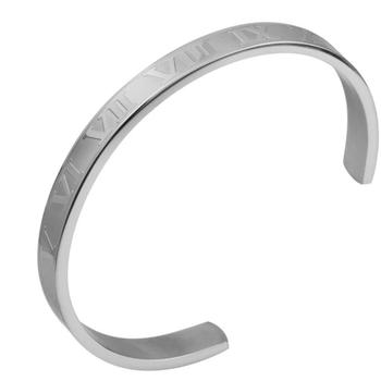 Imagem de Bracelete pulseira aço prata masculina ajustável/ Presente para homem/ Joia masculina