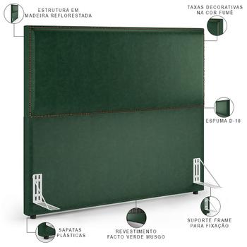 Imagem de Cabeceira Cama Box Casal Queen Com Tachas 160 cm Vicenza L02 Facto Verde Musgo - Lyam Decor