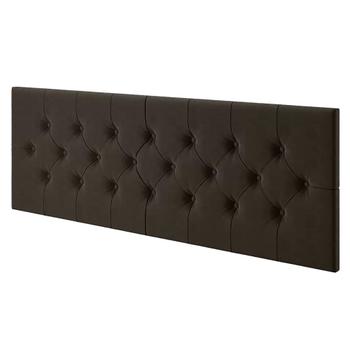 Imagem de Cabeceira Painel Suspensa Capitonê Estofada Suede Para Cama de Casal 140cm x 55cm Marrom