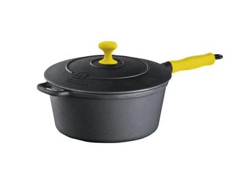 Imagem de Caçarola Ferro Cabo Silicone Amarelo Tampa Ferro 1,7 lt 18cm