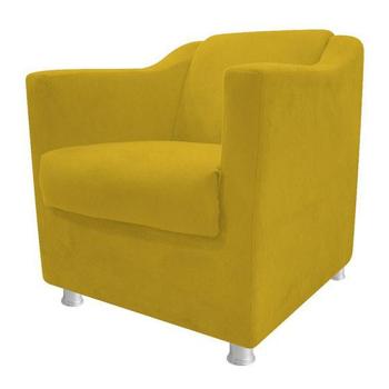 Imagem de Cadeira Decorativa Bia Sala de Estar Pés Coral Suede Amarelo - Kimi Design