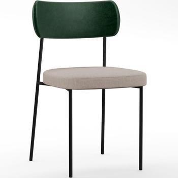 Imagem de Cadeira Decorativa Estofada Para Sala De Jantar Melina L02 Facto Verde Musgo Linho Bege - Lyam Decor