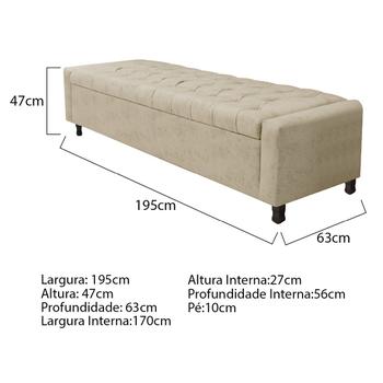 Imagem de Calçadeira Baú King Everest P02 195 cm para cama Box Corano - Doce Sonho Móveis