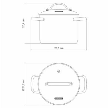 Imagem de Caldeirão Tramontina Una 20 cm 4,6 L em Aço Inox com Fundo Triplo e Tampa de Vidro 62285200