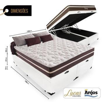 Imagem de Cama Box com Baú Queen + Colchão de molas - Anjos - Classic Superlastic 158cm