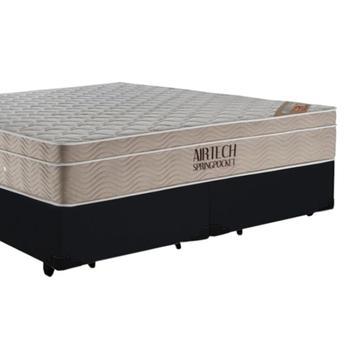 Imagem de Cama Box Queen Bipartido Suede + Colchão Ortobom Airtech Molas Ensacadas 65x158x198