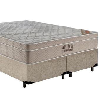 Imagem de Cama Box Queen Bipartido Suede + Colchão Ortobom Airtech Molas Ensacadas 65x158x198