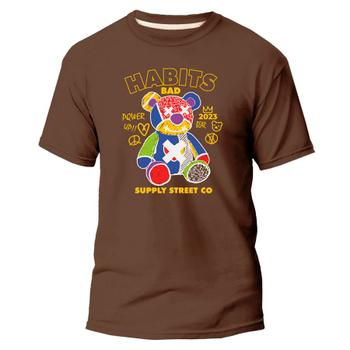 Imagem de Camiseta Básica Unissex Tecido Algodão Premium Urso Habits Color Streetwear Style