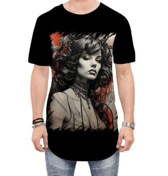 Imagem de Camiseta Longline Pintura a Carvão Mulher Arte Esfumaçada 2