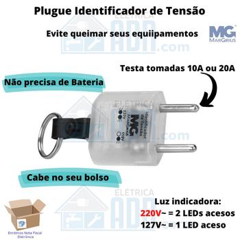 Imagem de Chaveiro Tomada Teste Identif Tensão 110/220v Kit 10unidades