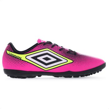 Imagem de Chuteira Umbro Society Cannon Rosa Preto e Limão - Masculina