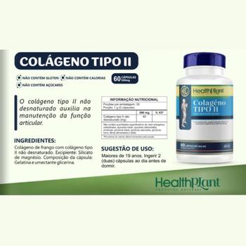 Imagem de Colageno Tipo 2 Não Desnaturado 60 Cápsulas 500mg - Colágento Tipo II Não desnaturado - HealthPlant