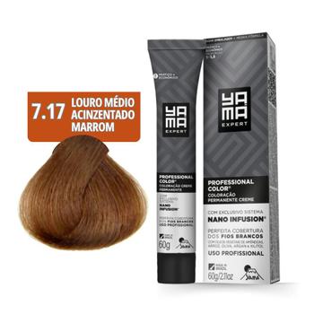 Imagem de Coloração Yamá Creme Professional Color Nano Infusion 7.17 Louro Médio Acinzentado Marrom