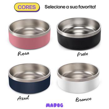 Imagem de Comedouro Pet Aço Inox Antiderrapante Ração/Água 946ml Madog