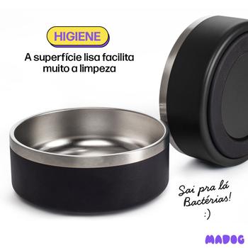 Imagem de Comedouro Pet Aço Inox Antiderrapante Ração/Água 946ml Madog