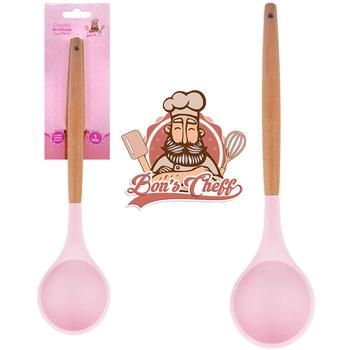 Imagem de Concha de silicone rosa cabo madeira bons cheff 31x7,5cm na cartela