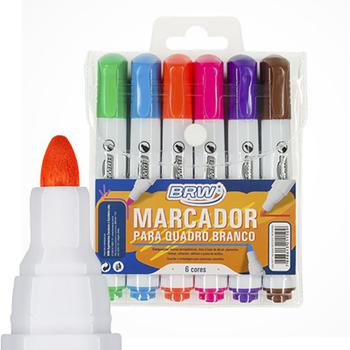 Imagem de Conj 10 caneta marcador para quadro branco sortido brw + apagador porta caneta