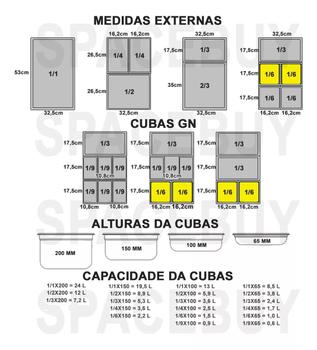 Imagem de CONJ 8 CUBAS Gastronômicas Em POLICARBONATO GN 1/6X100 mm 1,5 Litros Sem TAMPA CAMBRO