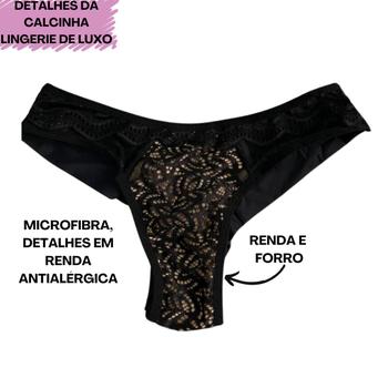 Imagem de Conjunto Bali Lingerie De Luxo Microfibra Renda Com Telinha Arrastão