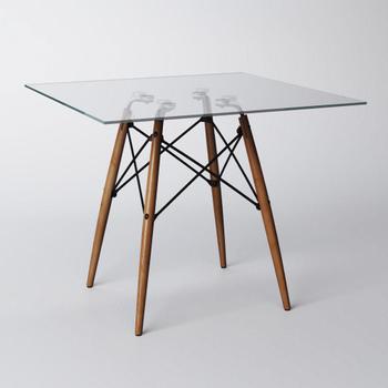 Imagem de Conjunto de Mesa de Jantar Eames Eiffel Quadrada 90cm Tampo de Vidro com 4 Cadeiras Brancas