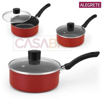 Imagem de Conjunto de panelas aluminio alegrete vermelho 5 pçs