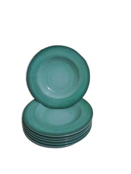 Imagem de Conjunto de Pratos Fundos Tramontina Rústico Verde em Porcelana Decorada 23 cm 12 Peças