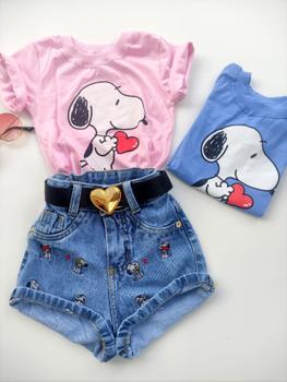 Imagem de Conjunto feminino short jeans e cropped disney - menina