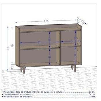 Imagem de Conjunto Home Taurus para TV até 47 Polegadas e Buffet Quartzo Pés de Madeira Móveis Bechara